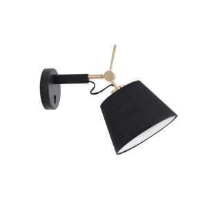 == WYSYŁKA 48H==  Azzardo ZYTA WALL XS BK/GO BLACK 1xE27 Ścienna z Włącznikiem Ruchoma Ramię Czarno Złote AZ4185