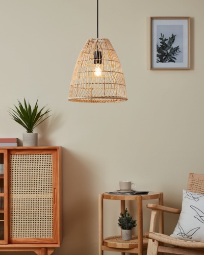 43866 AYESGARTH Lampa wisząca boho rattan 33 cm EGLO