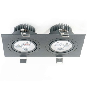 Podtynkowa LAMPA sufitowa LED TRIPLO II MD-6302-CZARNA Auhilon metalowa OPRAWA wpust LED 6W 4200K prostokątny czarny