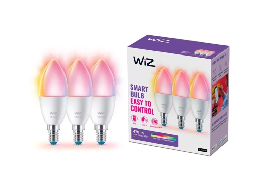 8720169075672 Świeczka 40 W C37 E14 x3 RGB WIZ PHILIPS
