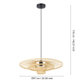 44012 LYDNEY oprawa wisząca stal czarny / drewno brązowy H: 1100 mm | Ø 570 mm EGLO LOFT BOHO