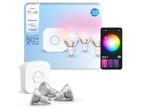 8721103103710 Podstawowy zestaw startowy: 3 inteligentne żarówki z trzonkami GU10 (345 lm) PHILIPS HUE