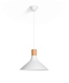 LAMPA wisząca 40954/31/PN TUNNEL PHILIPS  BIAŁA Z DREWNEM