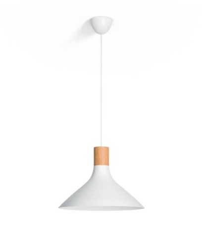 LAMPA wisząca 40954/31/PN TUNNEL PHILIPS  BIAŁA Z DREWNEM