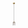 P0590-01A-V7AC  Lampa wisząca zwis złoty TAZZA z przezroczystym szklanym kloszem na E14  Zuma Line