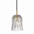 P0590-01A-V7AC  Lampa wisząca zwis złoty TAZZA z przezroczystym szklanym kloszem na E14  Zuma Line