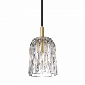 P0590-01A-V7AC  Lampa wisząca zwis złoty TAZZA z przezroczystym szklanym kloszem na E14  Zuma Line